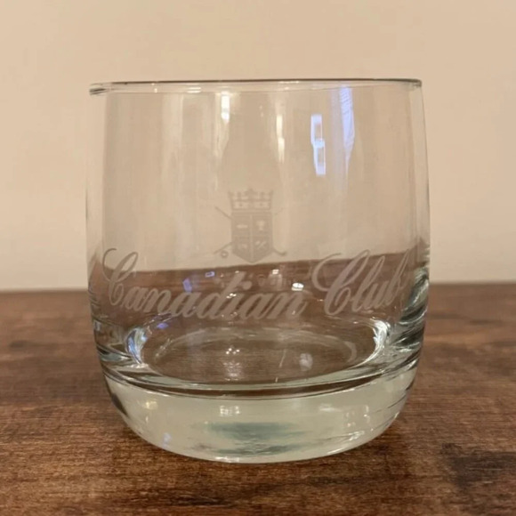 Vintage Canadian Club Etched Rock Glass Tumbler Classic Design 3.5" Height - Picture 1 of 5